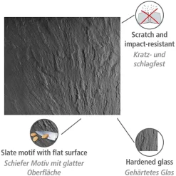 WENKO Küchenrückwand »Modell Schiefer« Spritzschutz für Herd oder Spüle in Schiefer-Optik, gehärtetes Glas