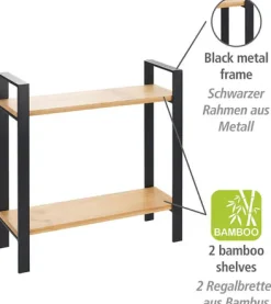 WENKO Küchenregal »Modell Lou« mit 2 Ablagen aus Bambus, stehendes Regal für die Arbeitsplatte