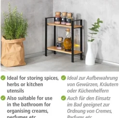 WENKO Küchenregal »Modell Lou« mit 2 Ablagen aus Bambus, stehendes Regal für die Arbeitsplatte
