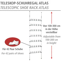 WENKO Schuhregal »Modell Atlas« verstellbares Teleskopregal für 42 Paar Schuhe, Montage ohne Bohren