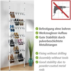 WENKO Schuhregal »Modell Atlas« verstellbares Teleskopregal für 42 Paar Schuhe, Montage ohne Bohren