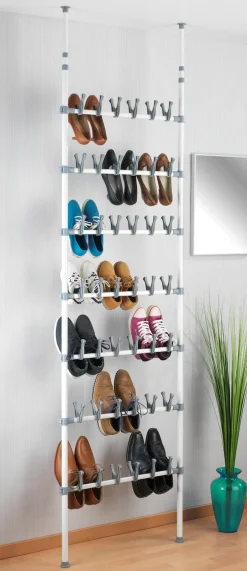 WENKO Schuhregal »Modell Atlas« verstellbares Teleskopregal für 42 Paar Schuhe, Montage ohne Bohren