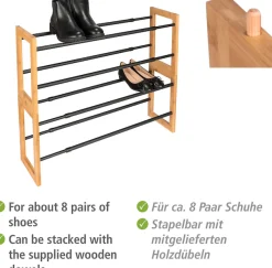 WENKO Schuhregal »Modell Ecori« Schuhschrank mit 2 Ablagen, schmal, ausziehbar und stapelbar