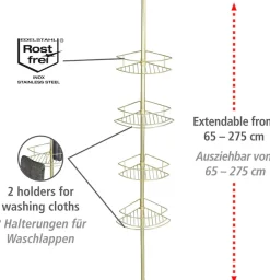 WENKO Teleskopregal »Dolcedo« Eckregal mit 4 Ablagen, höhenverstellbar 65-275 cm
