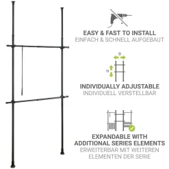 WENKO Teleskopregal »Modell Herkules Basic« Kleiderstangen zum Klemmen ohne Bohren, verstellbar in Höhe & Breite