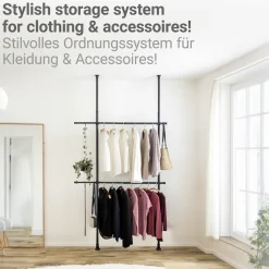 WENKO Teleskopregal »Modell Herkules Basic« Kleiderstangen zum Klemmen ohne Bohren, verstellbar in Höhe & Breite