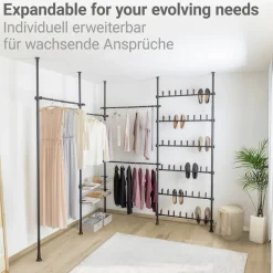 WENKO Teleskopregal »Modell Herkules Basic« Kleiderstangen zum Klemmen ohne Bohren, verstellbar in Höhe & Breite