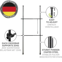 WENKO Teleskopregal »Modell Herkules Basic« Kleiderstangen zum Klemmen ohne Bohren, verstellbar in Höhe & Breite