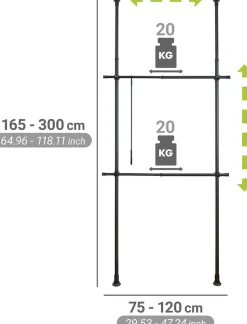 WENKO Teleskopregal »Modell Herkules Basic« Kleiderstangen zum Klemmen ohne Bohren, verstellbar in Höhe & Breite