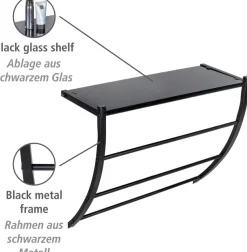 WENKO Wandregal »Tarderia« mit Ablage aus Glas und 3 Handtuchstangen