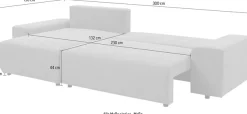 WERK2 Ecksofa »Amsterdam 300 x 150 cm modern und bequem« Cord, L-Form, XXL, Schlaffunktion, Bettkasten