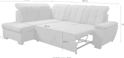 WERK2 Ecksofa »Bonny 265 x 215 cm inkl. Kopfteilverstellung modern und bequem« Struktur, L-Form, Schlaffunktion, Bettkasten