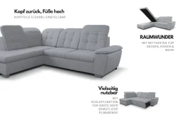 WERK2 Ecksofa »Bonny 265 x 215 cm inkl. Kopfteilverstellung modern und bequem« Struktur, L-Form, Schlaffunktion, Bettkasten