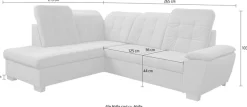WERK2 Ecksofa »Bonny 265 x 215 cm inkl. Kopfteilverstellung modern und bequem« Struktur, L-Form, Schlaffunktion, Bettkasten