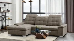 WERK2 Ecksofa »Carmen 264 cm breit L-Form Sofa Schlaffunktion Kopfstützen verstellbar« Schlafcouch mit Bettkasten, Eckcouch wahlw. mit Sitztiefenverstellung