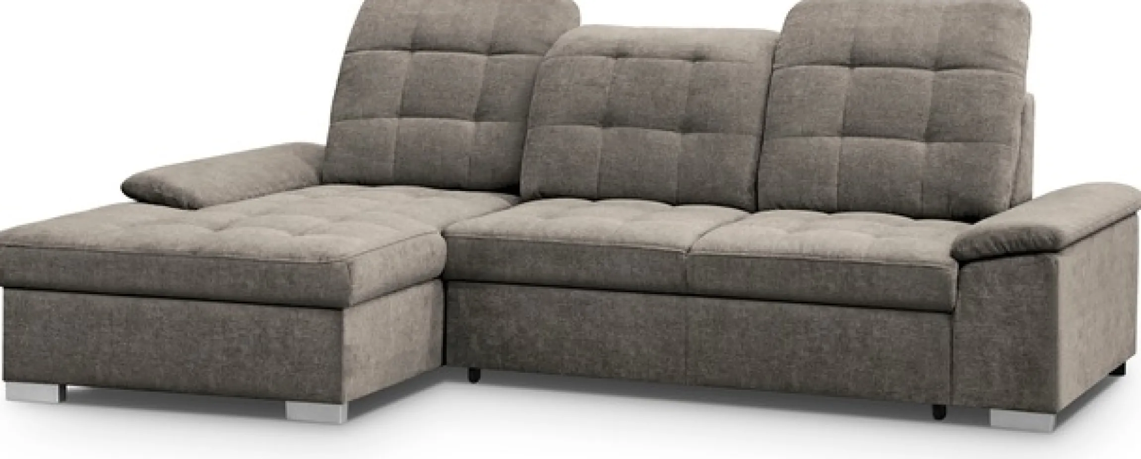 WERK2 Ecksofa »Carmen 264 cm breit L-Form Sofa Schlaffunktion Kopfstützen verstellbar« Schlafcouch mit Bettkasten, Eckcouch wahlw. mit Sitztiefenverstellung