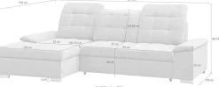 WERK2 Ecksofa »Carmen 264 cm breit L-Form Sofa Schlaffunktion Kopfstützen verstellbar« Schlafcouch mit Bettkasten, Eckcouch wahlw. mit Sitztiefenverstellung