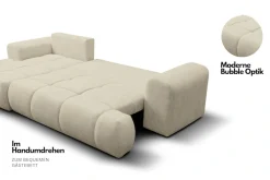 WERK2 Ecksofa »Ewela-Bubble 265 x 145 cm modern und bequem« Bouclé, L-Form, Schlaffunktion, Bettkasten