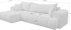 WERK2 Ecksofa »Ewela-Bubble 265 x 145 cm modern und bequem« Bouclé, L-Form, Schlaffunktion, Bettkasten