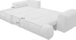 WERK2 Ecksofa »Ewela-Bubble 265 x 145 cm modern und bequem« Bouclé, L-Form, Schlaffunktion, Bettkasten