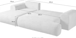 WERK2 Ecksofa »Ewela 265 x 145 cm modern und bequem« Bouclé, L-Form, Schlaffunktion, Bettkasten