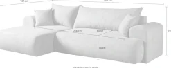 WERK2 Ecksofa »Ewela 265 x 145 cm modern und bequem« Bouclé, L-Form, Schlaffunktion, Bettkasten