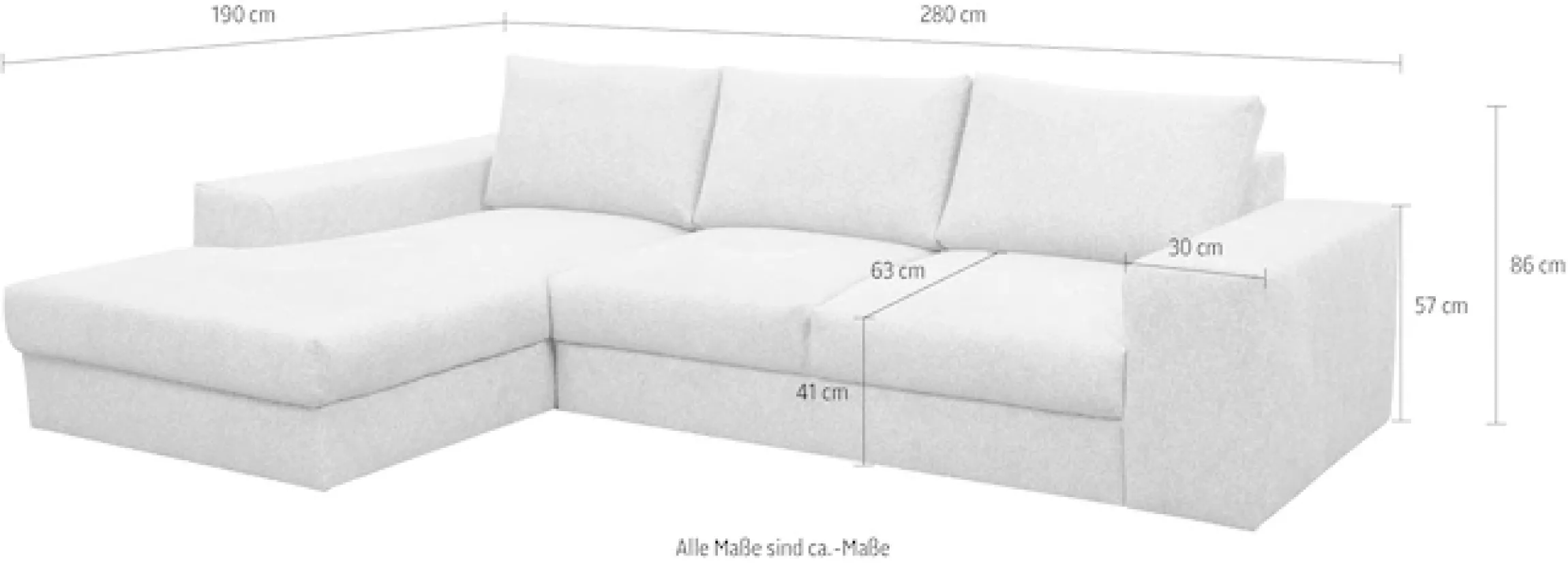 WERK2 Ecksofa »Rozzana 280 x 190 cm modern und bequem« Plüsch, L-Form, XXL