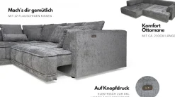 WERK2 Ecksofa »Tiga 207 x 286 cm modern und bequem« Struktur weich, L-Form, elektrische Sitztiefenverstellung