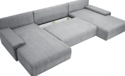 WERK2 Wohnlandschaft »Amalfi 348 x 188 cm modern und bequem« Cord, U-Form, XXL, Schlaffunktion, Bettkasten