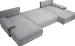 WERK2 Wohnlandschaft »Amalfi 348 x 188 cm modern und bequem« Cord, U-Form, XXL, Schlaffunktion, Bettkasten