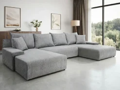 WERK2 Wohnlandschaft »Amalfi 348 x 188 cm modern und bequem« Cord, U-Form, XXL, Schlaffunktion, Bettkasten