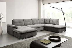 WERK2 Wohnlandschaft »Arena 339 x 220 cm modern und bequem« U-Form, XXL, Schlaffunktion, Bettkasten