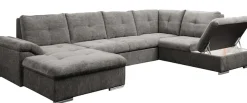 WERK2 Wohnlandschaft »Arena 339 x 220 cm modern und bequem« U-Form, XXL, Schlaffunktion, Bettkasten