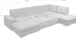 WERK2 Wohnlandschaft »Arena 339 x 220 cm modern und bequem« U-Form, XXL, Schlaffunktion, Bettkasten