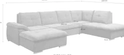 WERK2 Wohnlandschaft »Arena 339 x 220 cm modern und bequem« U-Form, XXL, Schlaffunktion, Bettkasten