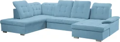 WERK2 Wohnlandschaft »Kordula-New 332 x 217 cm Multifunktion Couch modern und bequem« Struktur weich, U-Form, XXL, Sitztiefenverstellung, Schlaffunktion