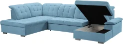 WERK2 Wohnlandschaft »Kordula-New 332 x 217 cm Multifunktion Couch modern und bequem« Struktur weich, U-Form, XXL, Sitztiefenverstellung, Schlaffunktion