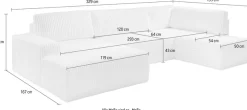 WERK2 Wohnlandschaft »Rotterdam 325 x 190 cm modern und bequem« Cord, U-Form, XXL, Schlaffunktion, Bettkasten