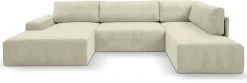 WERK2 Wohnlandschaft »Rotterdam 325 x 190 cm modern und bequem« Cord, U-Form, XXL, Schlaffunktion, Bettkasten