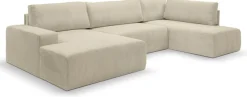 WERK2 Wohnlandschaft »Rotterdam 325 x 190 cm modern und bequem« Cord, U-Form, XXL, Schlaffunktion, Bettkasten