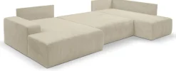 WERK2 Wohnlandschaft »Rotterdam 325 x 190 cm modern und bequem« Cord, U-Form, XXL, Schlaffunktion, Bettkasten