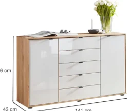 WIEMANN Kombikommode »Cardiff Sideboard, Wäscheschrank, teilmassiv Erle, mit Schubladen« Kommode 141x86x43 cm, braun, mit Dämpfung, MADE IN GERMANY,verschiedenen Ausführungen, inklusive Einlegeboden