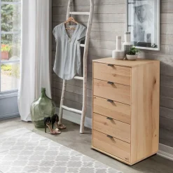 WIEMANN Schubkastenkommode »Cardiff Sideboard, Wäscheschrank, teilmassiv Bianco-Eiche, Schubladen« Glas- oder Massivholzfront, verschiedene Breiten, MADE IN GERMANY,Schubkästen inklusive Selbsteinzug und Dämpfung