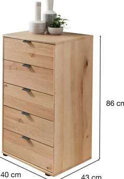 WIEMANN Schubkastenkommode »Cardiff Sideboard, Wäscheschrank, teilmassiv Bianco-Eiche, Schubladen« Glas- oder Massivholzfront, verschiedene Breiten, MADE IN GERMANY,Schubkästen inklusive Selbsteinzug und Dämpfung