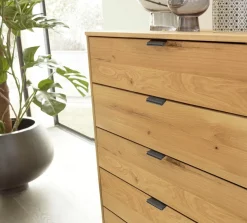 WIEMANN Schubkastenkommode »Cardiff Sideboard, Wäscheschrank, teilmassiv Bianco-Eiche, Schubladen« Glas- oder Massivholzfront, verschiedene Breiten, MADE IN GERMANY,Schubkästen inklusive Selbsteinzug und Dämpfung