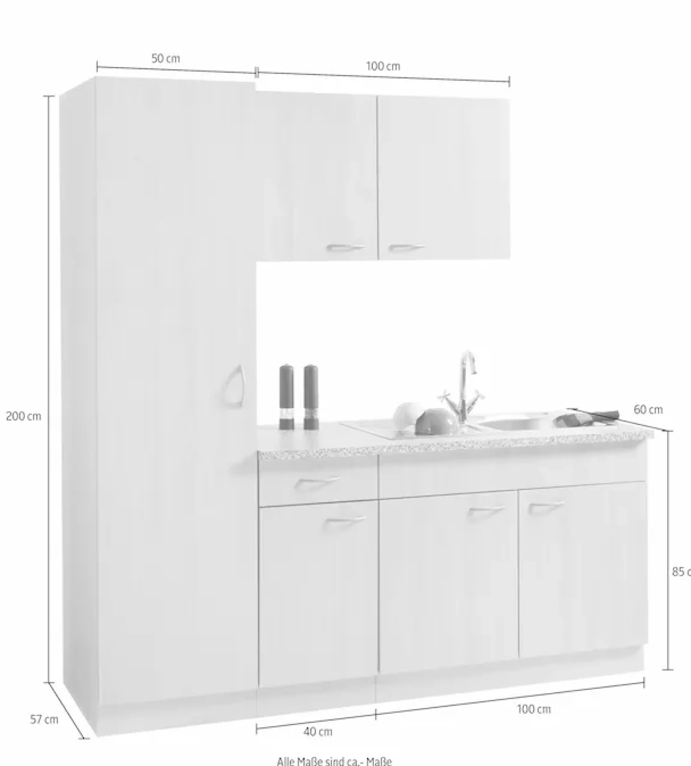 wiho Küchen Küche »Kiel« ohne E-Geräte, Breite 190 cm, Tiefe 60 cm