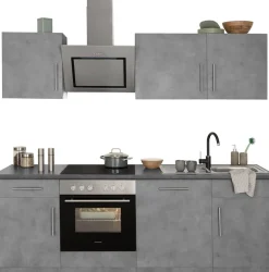 wiho Küchen Küchenzeile »Cali - Küche mit E-Geräten - Komplett Set« Breite 220cm, Küche mit Hanseatic E-Geräten