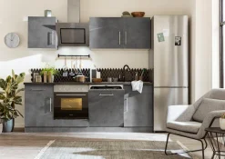 wiho Küchen Küchenzeile »Cali - Küche mit E-Geräten - Komplett Set« Breite 220cm, Küche mit Hanseatic E-Geräten
