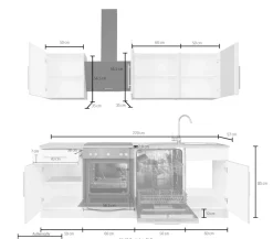 wiho Küchen Küchenzeile »Cali« mit E-Geräten, Breite 220 cm