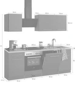 wiho Küchen Küchenzeile »Unna« mit E-Geräten, Breite 220 cm